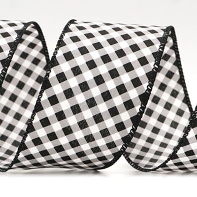 क्लासिक गिंघम चेक वायर्ड रिबन_KF9344