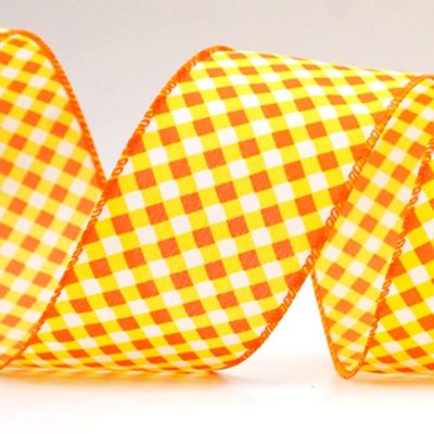 क्लासिक गिंघम चेक वायर्ड रिबन_KF9344