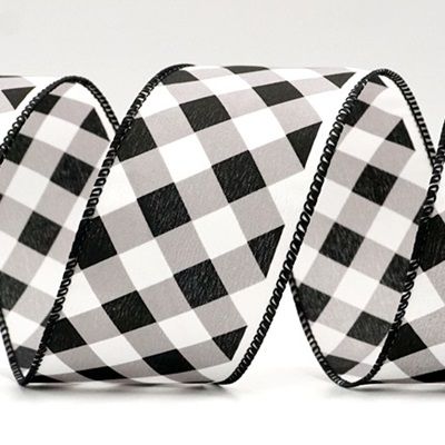 तिरछा गिंगहम चेक वायर्ड रिबन_KF9345