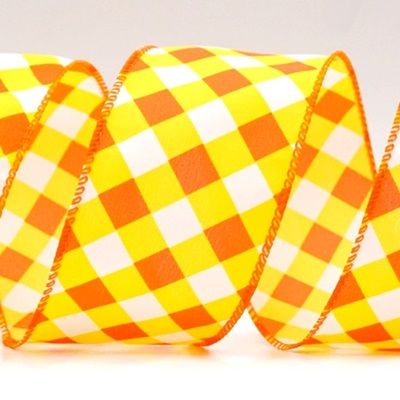तिरछा गिंगहम चेक वायर्ड रिबन_KF9345