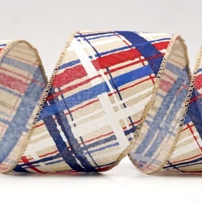 तिरछा गिंगहम चेक वायर्ड रिबन_KF9353