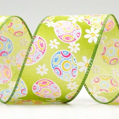 Bunte Ostereier &amp; Gänseblümchen Drahtband_KF9363.KF9364