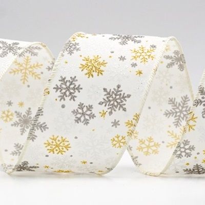 Fagyos Csillogó Hópehely Drótos Szalag_KF9392