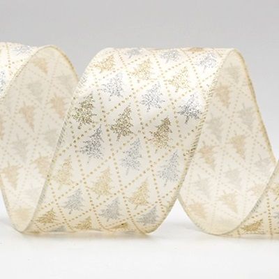 Festive Pine Tree Diamond Wired Ribbon_KF9408.KF9409