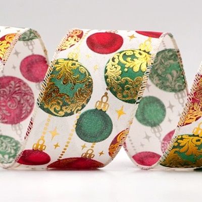 Joulupallo kultaisella korostuksella langallinen nauha_KF9453