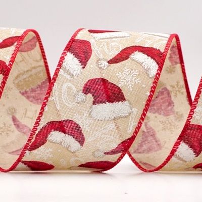 HO HO HO and Santa Hat Wired Ribbon_KF9461