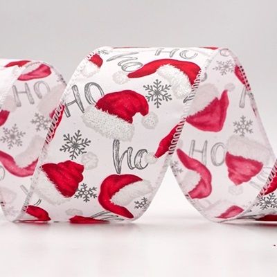 HO HO HO and Santa Hat Wired Ribbon_KF9462
