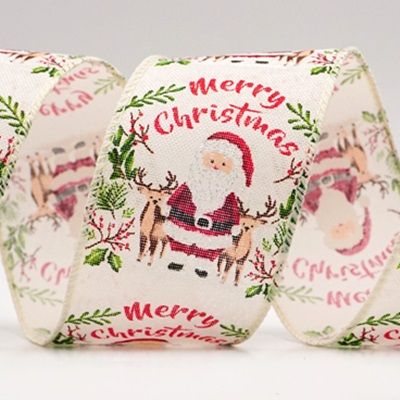 Weihnachtskranz vom Weihnachtsmann Frohe Weihnachten Drahtband_KF9520.KF9521.KF9522