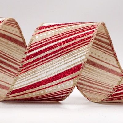 Cinta de Alambre de Rayas Diagonales de Navidad_KF9545.KF9546