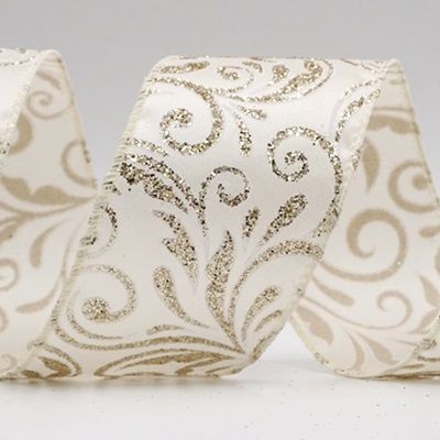 Glittery Scroll Wired Ribbon_KF9570