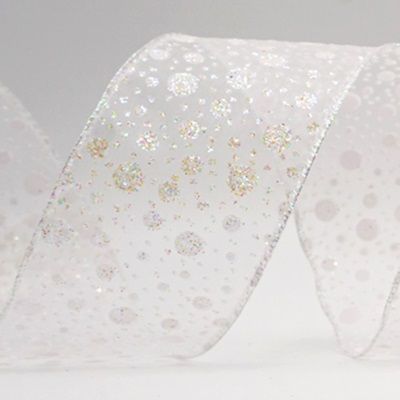 Λευκές Χιονισμένες Τελείες Χειμερινές Σατέν Ρίγες_KF9574