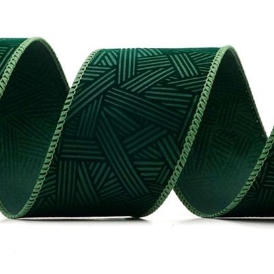 Hatch Pattern Velvet Wired Ribbon_KF9612