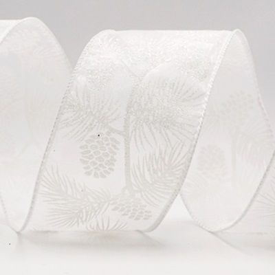 Błyszczące szyszki i liście - świąteczna wstążka druciana_KF9624.KF9625.KF9626