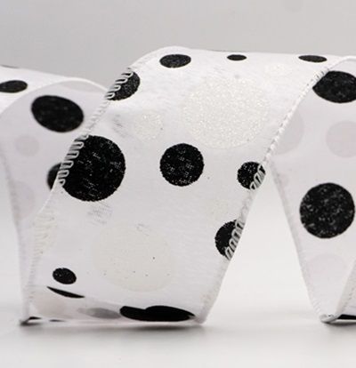 Ruban en fil câblé amusant à pois scintillants_KF9629