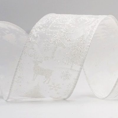 Ruban en fil câblé de Noël avec rennes de la forêt nordique_KF9638.KF9639