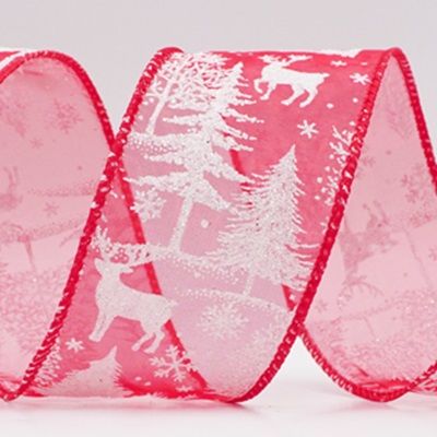 Ruban en fil câblé de Noël avec rennes de la forêt nordique_KF9638.KF9639