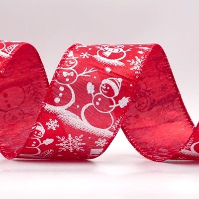 Snowman and Snowflake Shimmer Wired Ribbon_KF9677.KF9678