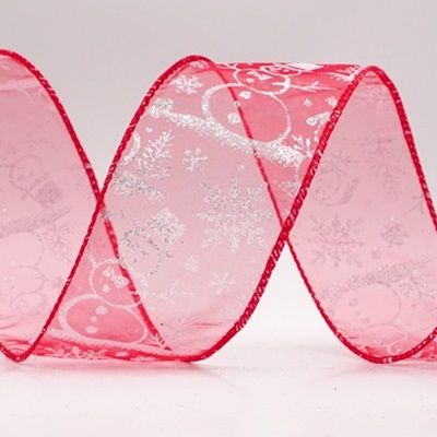 Snowman and Snowflake Shimmer Wired Ribbon_KF9680.KF9681