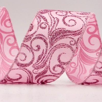 Glitter Filigree Swirl Wired Ribbon_KF9709