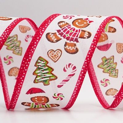 Gingerbread Men & Candy Holiday Wired Ribbon_KF9724.KF9725 