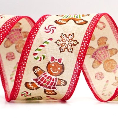 Gingerbread Men & Candy Holiday Wired Ribbon_KF9724.KF9725 