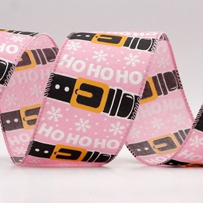 Santa Belt Ho Ho Ho Wired Ribbon_KF9728