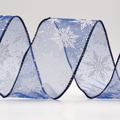 Festive Winter Snowflake Wired Ribbon_KF9735