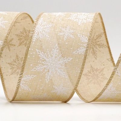 Festive Winter Snowflake Wired Ribbon_KF9739