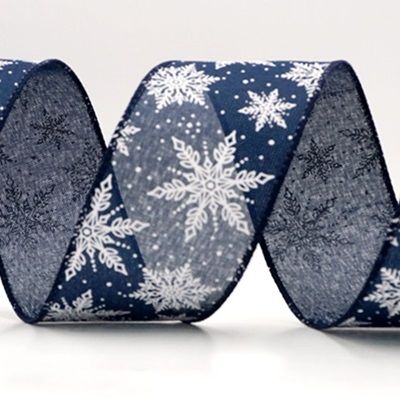 Festive Winter Snowflake Wired Ribbon_KF9739