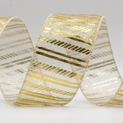 Shimmer Horizontal Bar Wired Ribbon_KF9742