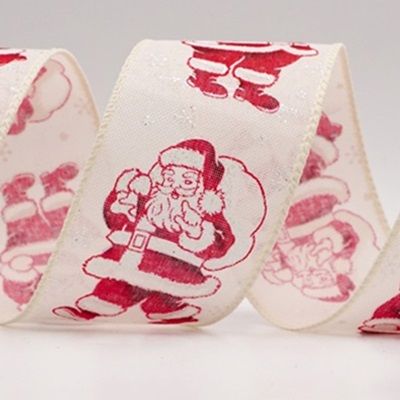 Ruban en fil métallique avec le joyeux Père Noël et un sac de cadeaux_KF9758