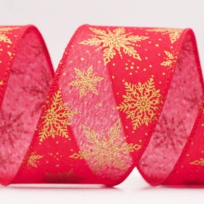 Festive Christmas Snowflake Wired Ribbon_KF9759.KF9760.KF9761.KF9752.KF9763.KF9764.KF9765.KF9766 