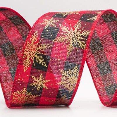Festive Christmas Snowflake Wired Ribbon_KF9759.KF9760.KF9761.KF9752.KF9763.KF9764.KF9765.KF9766 