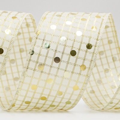 Gold Polka Dots Holiday Wired Ribbon_KF9774.KF9775.KF9776.KF9777.KF9778.KF9779.KF9780.KF9781.KF9782.KF9783.KF9784