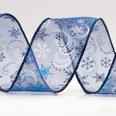 Glitter Snowflake & Swirl Wired Ribbon Wired Ribbon_KF9818