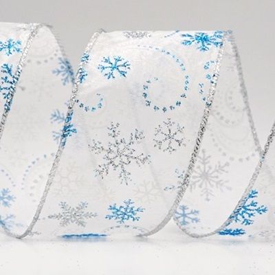 Glitter Snowflake & Swirl Wired Ribbon Wired Ribbon_KF9819