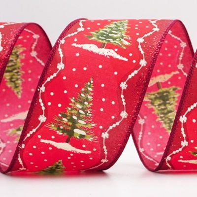 Rustic Christmas Tree Glitter Wired Ribbon_KF9826.KF9827 