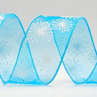 Glitter Starbust Design Sheer Wired Ribbon_KF9849