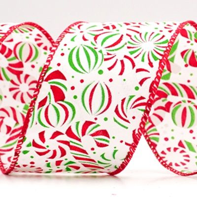 Festive Candy Cane Swirl Christmas Wired Ribbon_KF9855.KF9856 