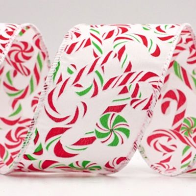 Festive Candy Cane Swirl Christmas Wired Ribbon_KF9855.KF9856 