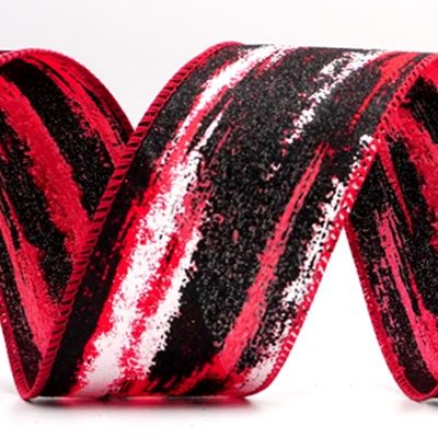 Multicolor Glitter Brushstroke Wired Ribbon_KF9860.KF9861 