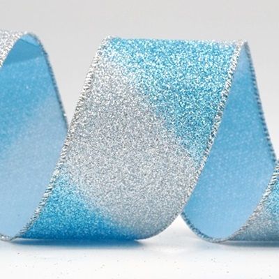 Ruban en fil métallique à rayures diagonales scintillantes bicolores_KF9862