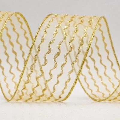 Glitter Vertical Wavy Stripe Wired Ribbon_KF9877