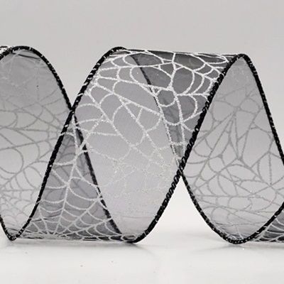 Csillogó Fehér Pókháló Mintás Drótos Szalag_KF9921.KF9922