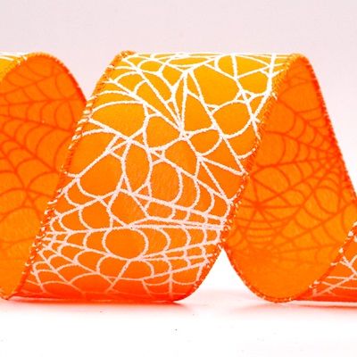 Csillogó Fehér Pókháló Mintás Drótos Szalag_KF9922