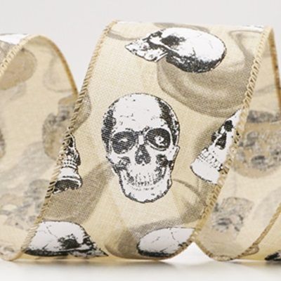 खोपड़ी वाला हैलोवीन वायर्ड रिबन_KF9923.KF9924.KF9925