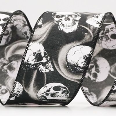 खोपड़ी वाला हैलोवीन वायर्ड रिबन_KF9923.KF9924.KF9925