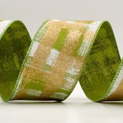 Brushstroke Plaid  Wired Ribbon_KF9930