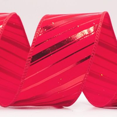 Metallinhohtoinen raidallinen jouluglitterin langallinen nauha_KF9932.KF9933.KF9934