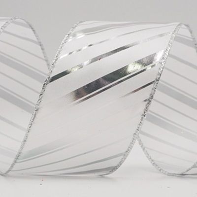 Metallinhohtoinen raidallinen jouluglitterin langallinen nauha_KF9932.KF9933.KF9934